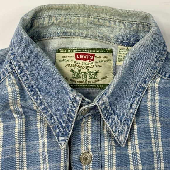Levis Silvertab Mens Long Sleeve Denim Button Up Shirt Blue Size L - Picture 8 of 10